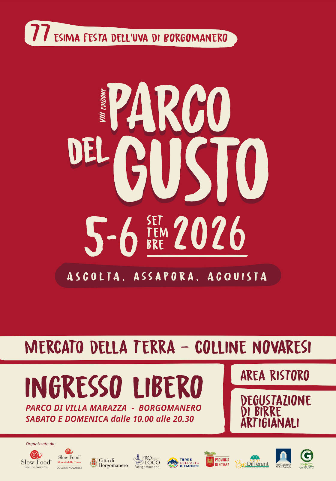locandina Parco del Gusto - Mercato della Terra delle Colline Novaresi